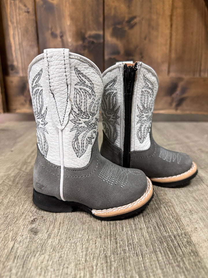 Tanner Mark Infant Grey/White Suede Pebble Top Boots