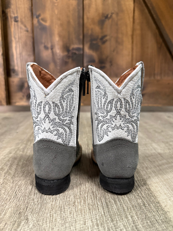 Tanner Mark Infant Grey/White Suede Pebble Top Boots