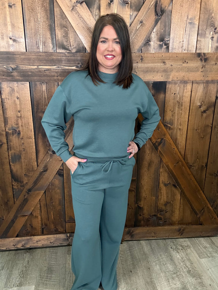 Zenana Ash Jade Scuba Crewneck Sweat Set