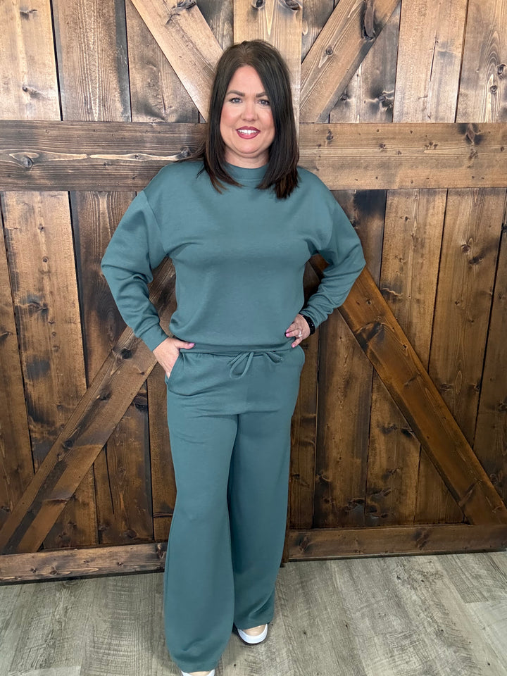 Zenana Ash Jade Scuba Crewneck Sweat Set