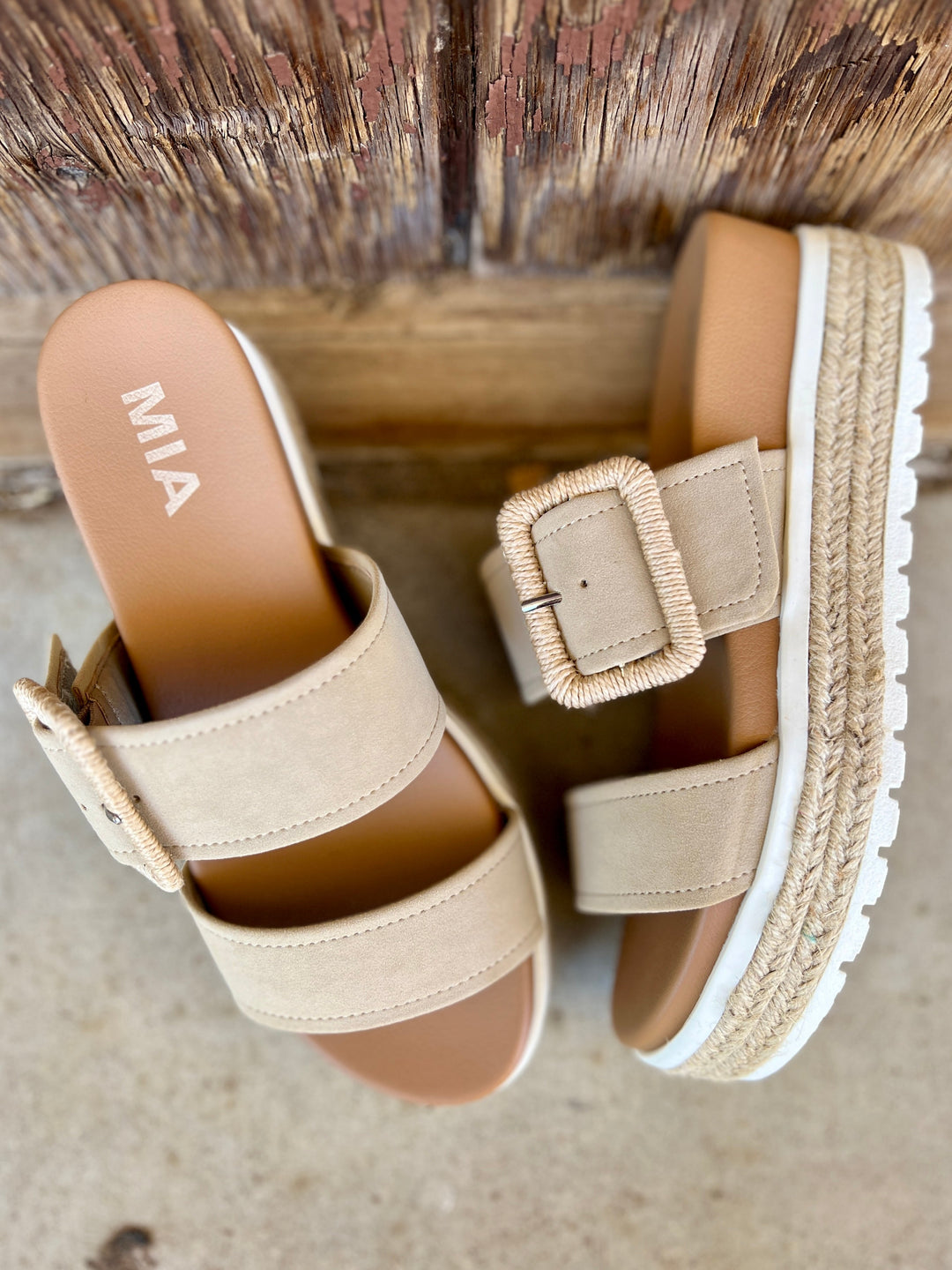 Suede Sand Raffia Platform Sandals | Gussied Up Online Suede sandal. Platform sandal. Neutral color sandal. Fashion trends. Women's shoes. Women's sandals. Women's style. Casual sandal. Women's casual footwear. Spring shoes. Summer shoes. Raffia sandals. Comfortable women's platform sandals. Style. Shoes. Fashion.