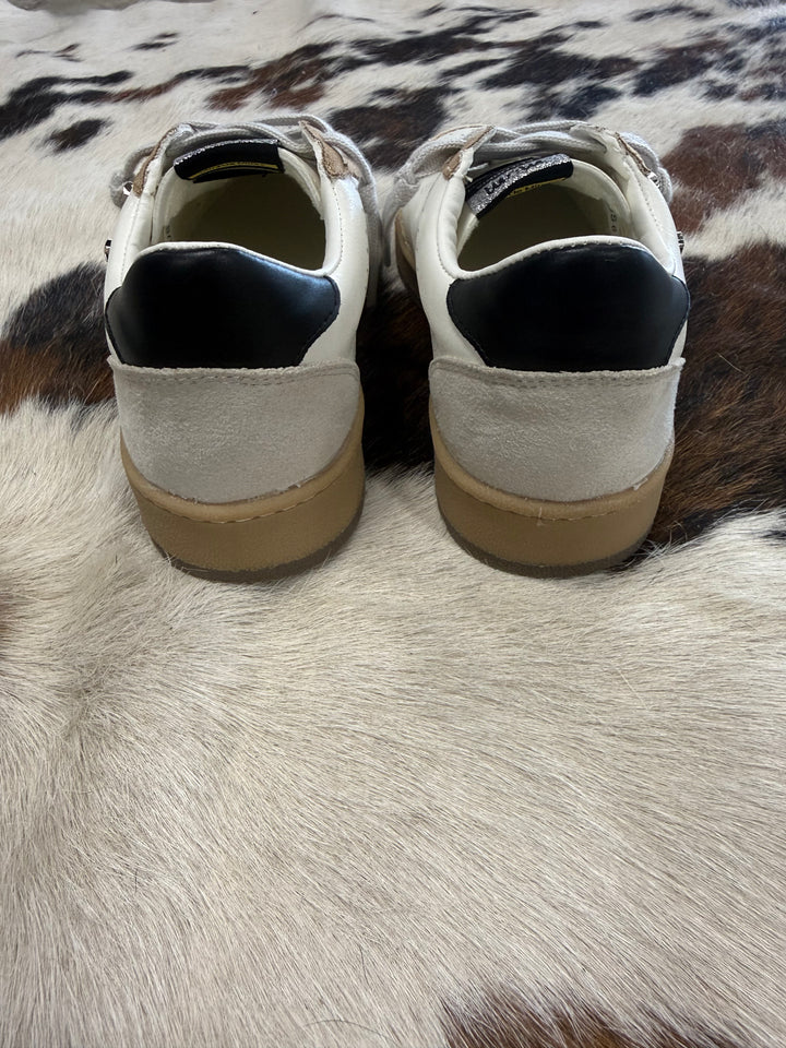 Avery White & Khaki Star Sneakers