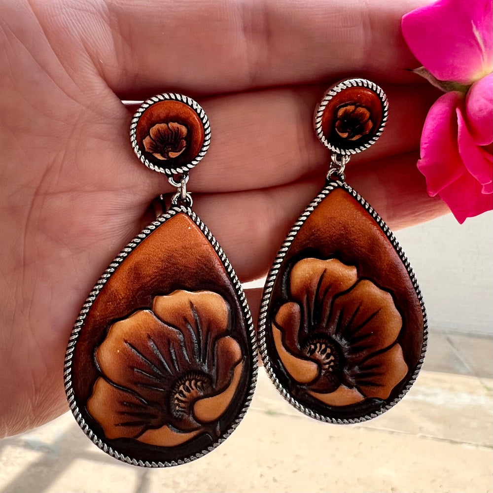 Leathered Sunflower Earrings | gussieduponline
