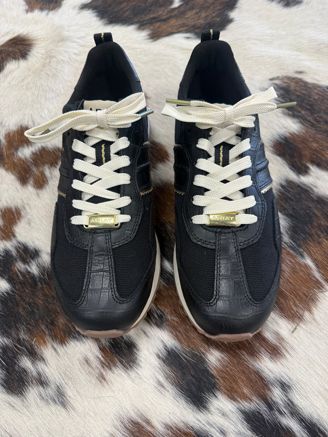 Women's Ariat Ranch Runner Black Caviar Croc Sneakers