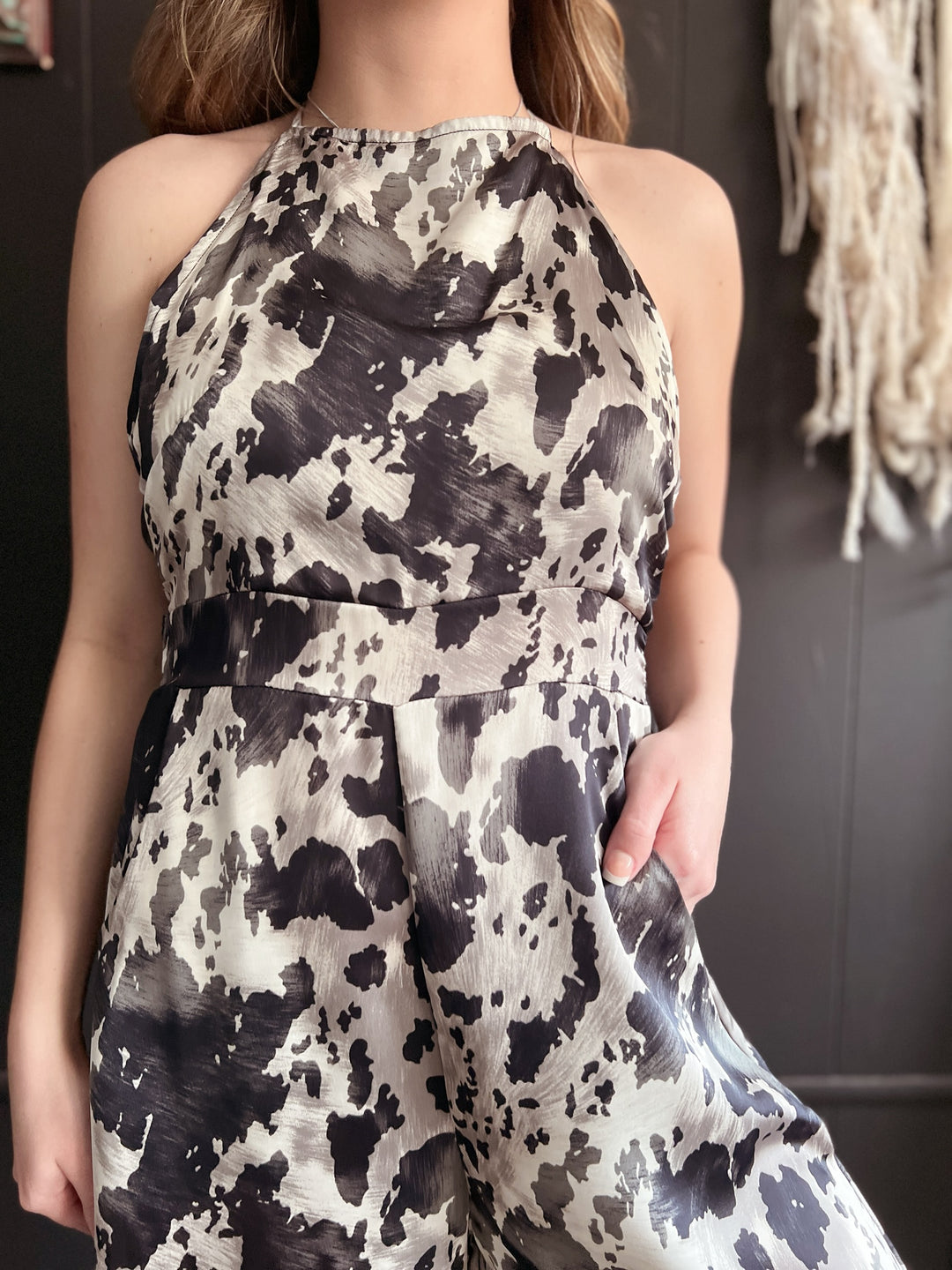 Black And White Open Back Wide Leg Jumpsuit*