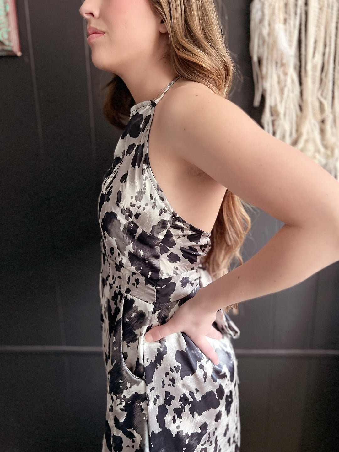 Black And White Open Back Wide Leg Jumpsuit*