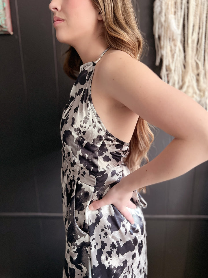 Black And White Open Back Wide Leg Jumpsuit*