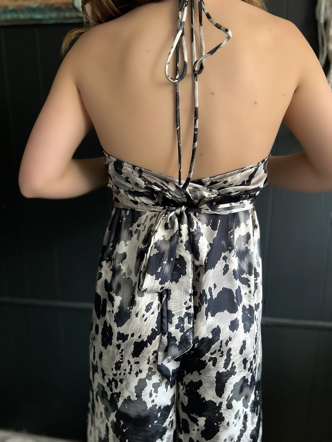 Black And White Open Back Wide Leg Jumpsuit*