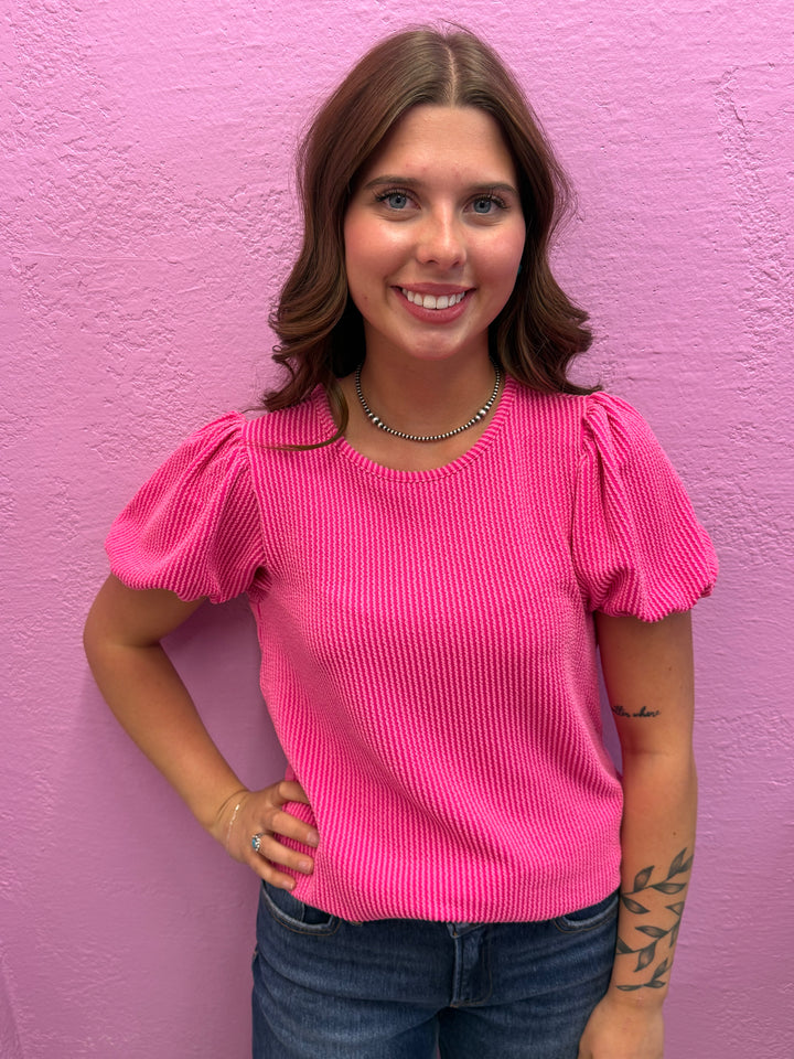 Zenana Ribbed Puff Sleeve Top - 8 Colors