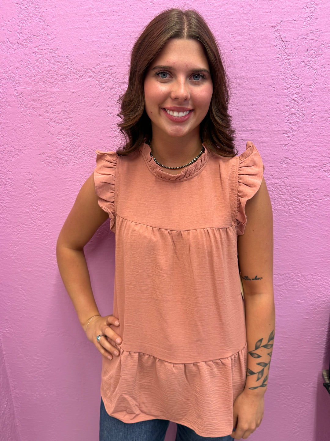 Tiered Short Sleeve Ruffle Babydoll Top- 2 Colors