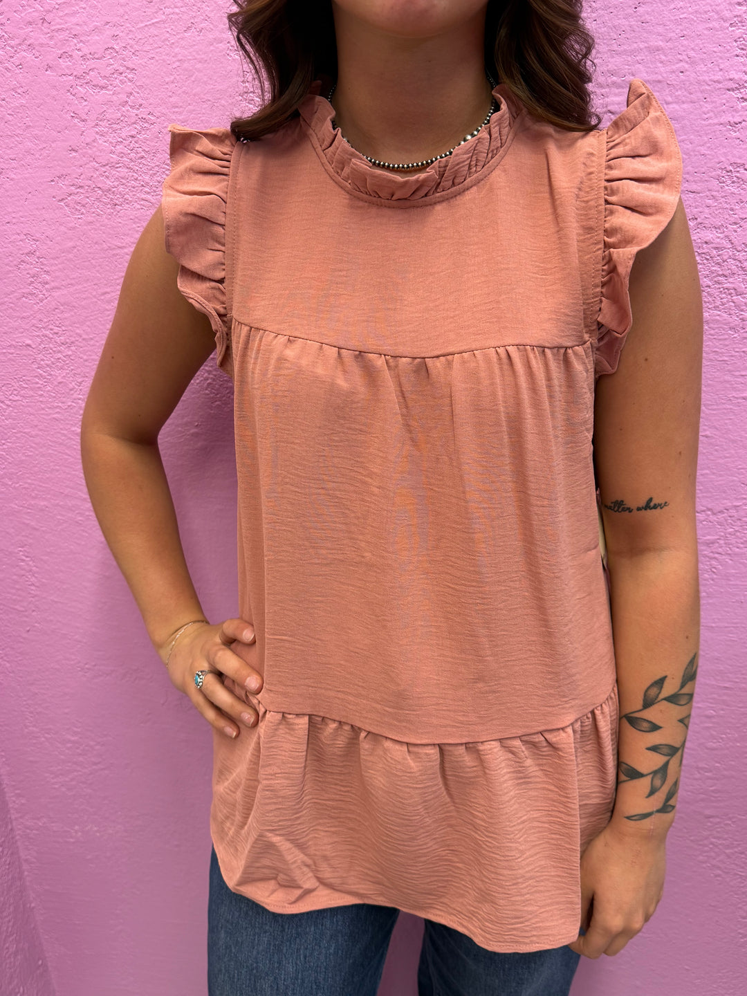 Tiered Short Sleeve Ruffle Babydoll Top- 2 Colors