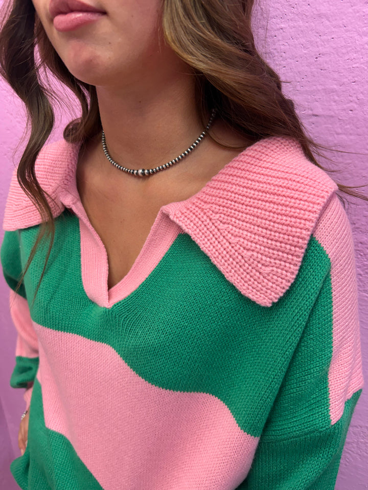Haptics Color Block Striped Oversized Sweater Top