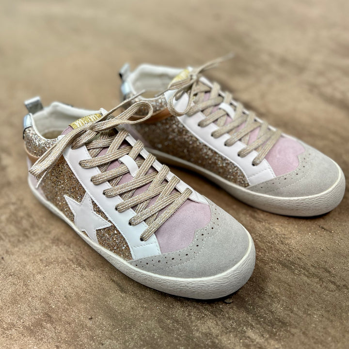 Oxford Lilacs & Gold Sneakers | gussieduponline