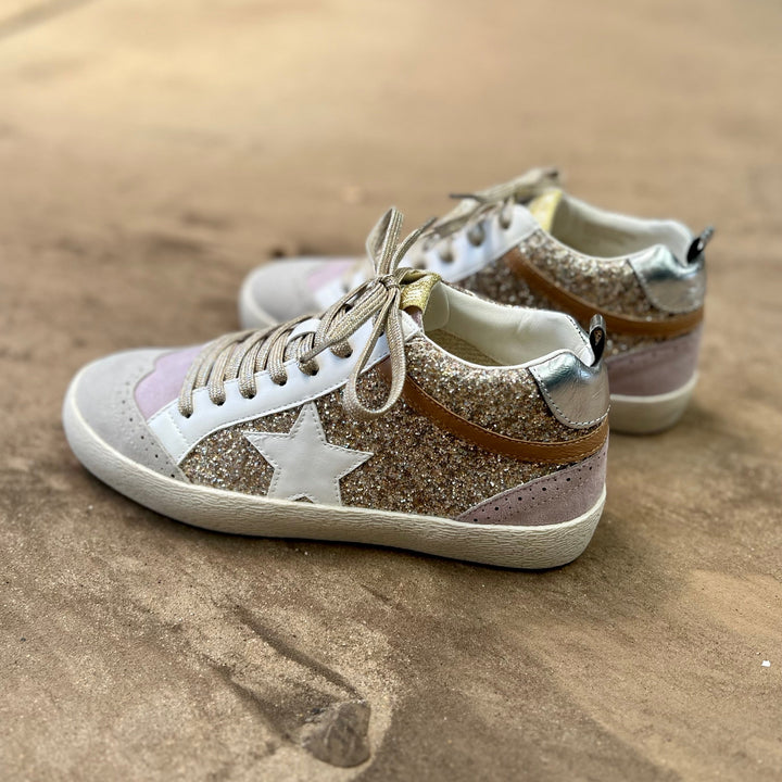Oxford Lilacs & Gold Sneakers | gussieduponline