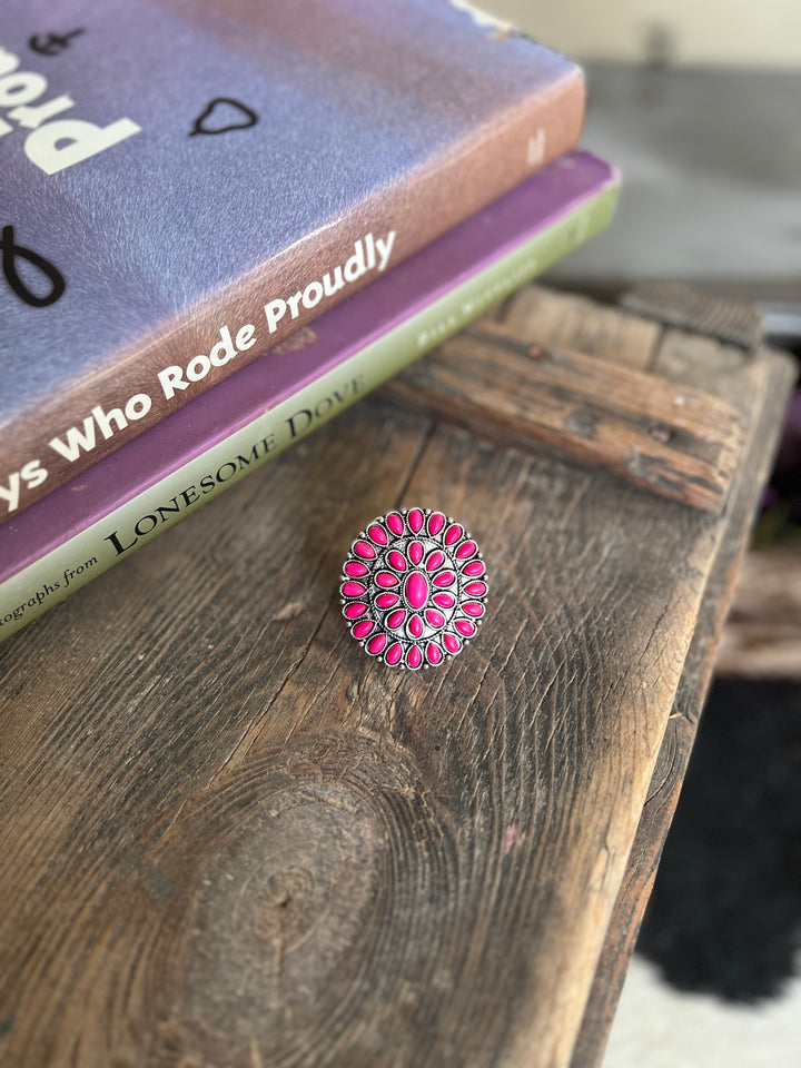 Adjustable Pink Cluster Ring