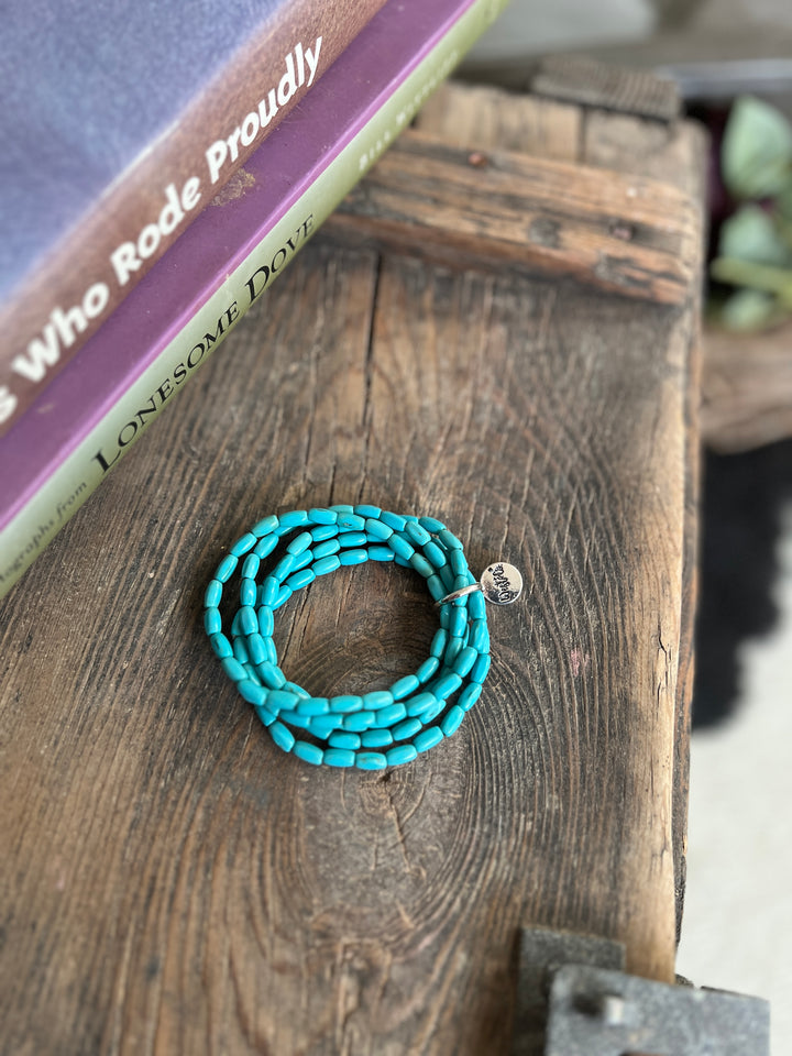 Five Strand Green Turquoise Dainty Beaded Bracelet*