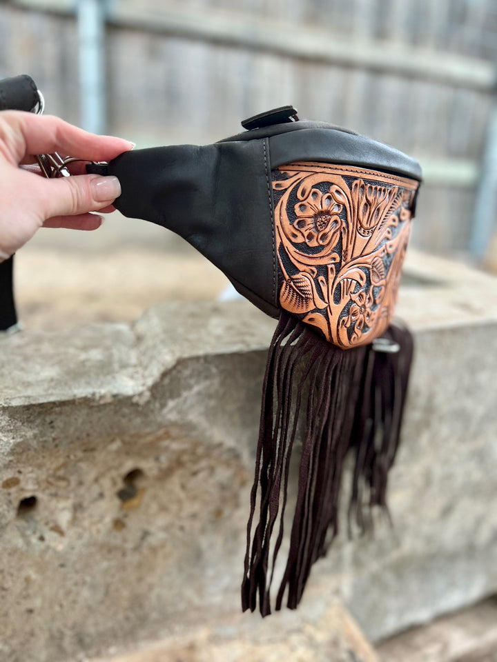 fringe sling fanny pack