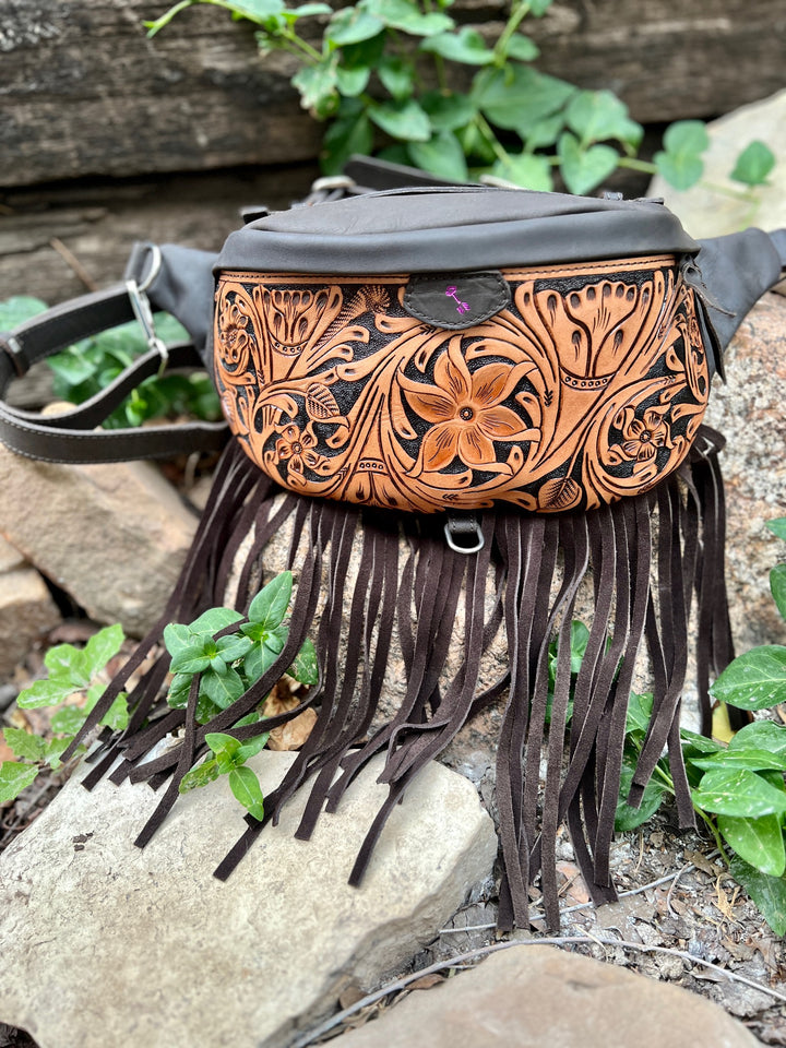 fringe sling fanny pack