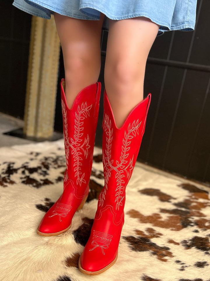 Stella Red Bow Toe Boots