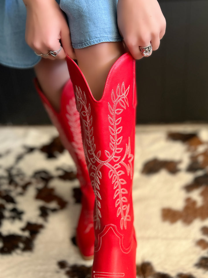 Stella Red Bow Toe Boots