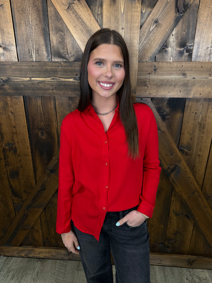 Polo Bonetta Solid Color Long Sleeve Button Up Blouse- 3 Colors*