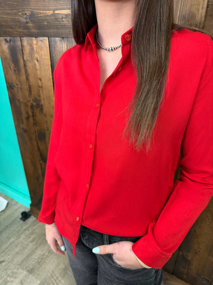 Polo Bonetta Solid Color Long Sleeve Button Up Blouse- 3 Colors*