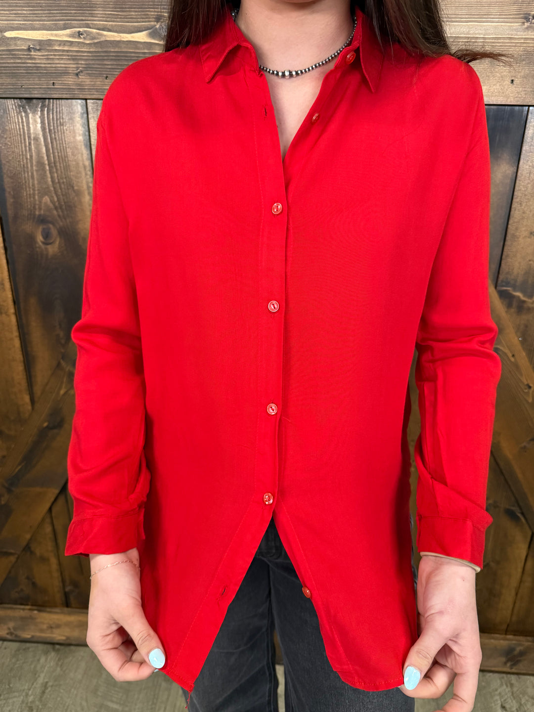 Polo Bonetta Solid Color Long Sleeve Button Up Blouse- 3 Colors*