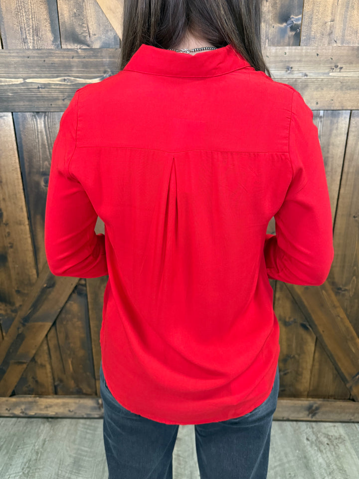 Polo Bonetta Solid Color Long Sleeve Button Up Blouse- 3 Colors*