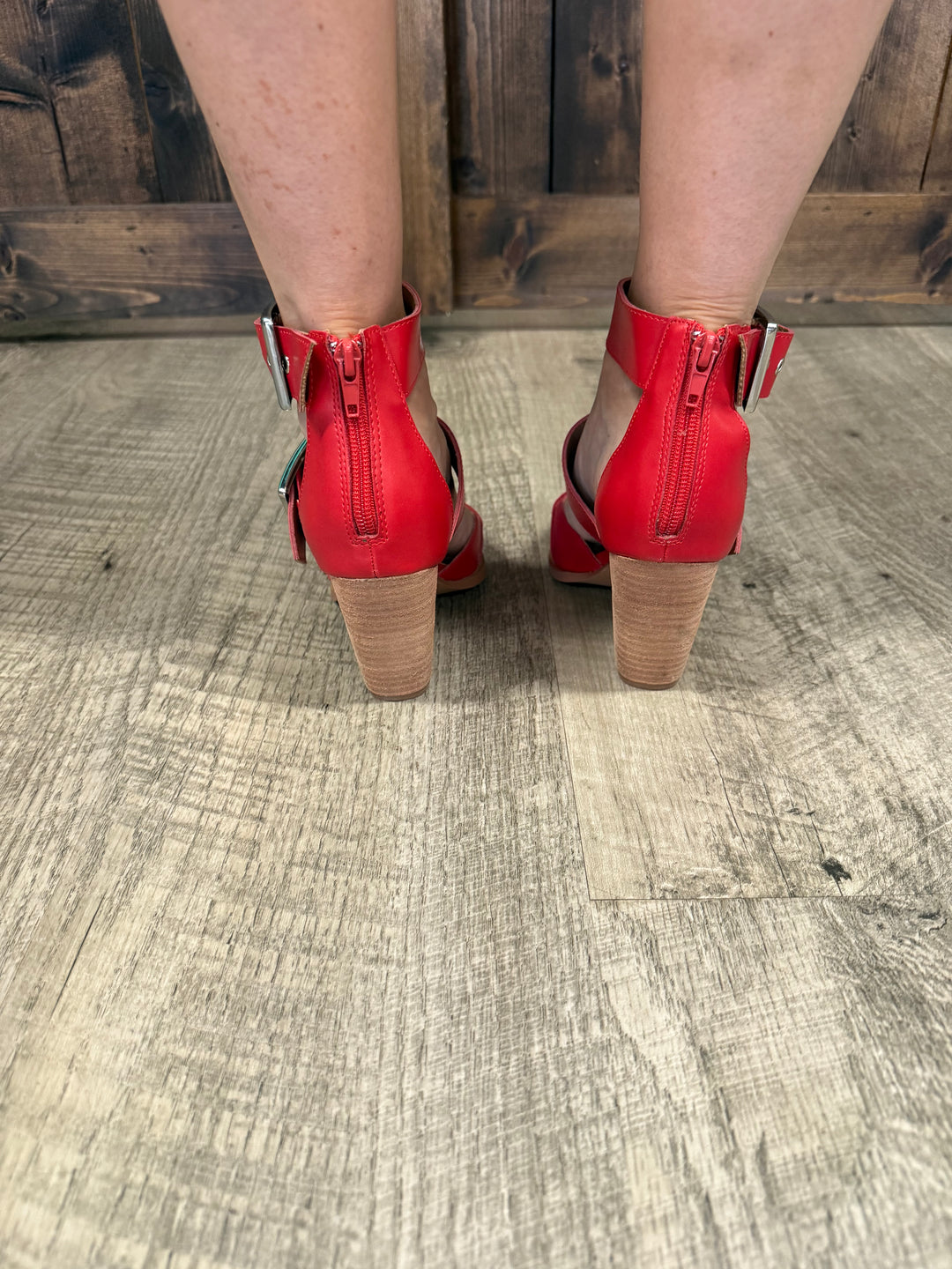 MiiM Pointed Toe Hollow Out Red Hendrix Sandals