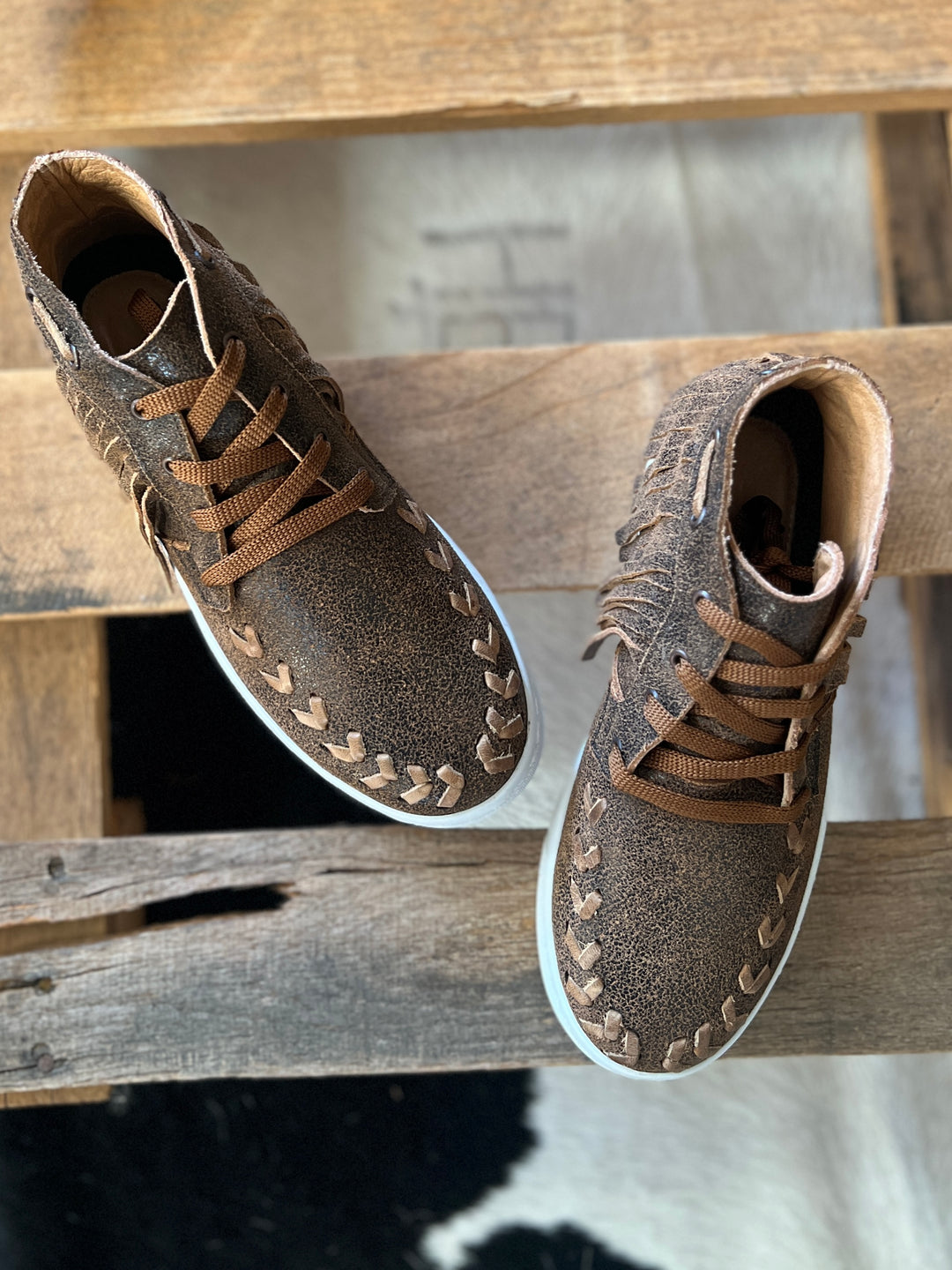 Agave Sky Leather Sneaker with Fringe