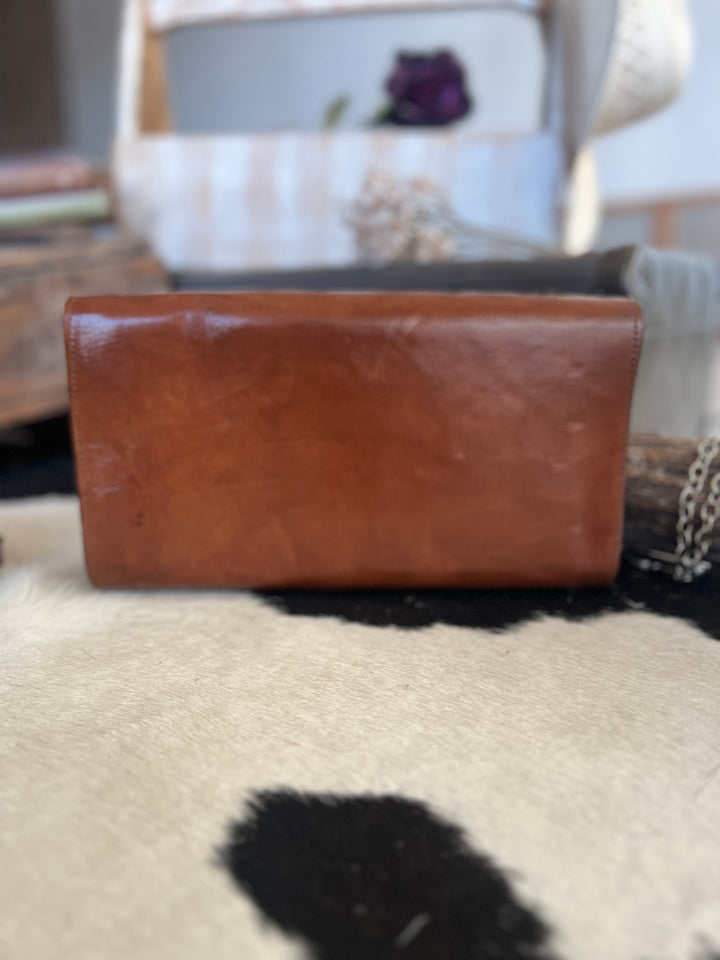 Agave Sky Light Brown Hand Tooled Lather Crossbody