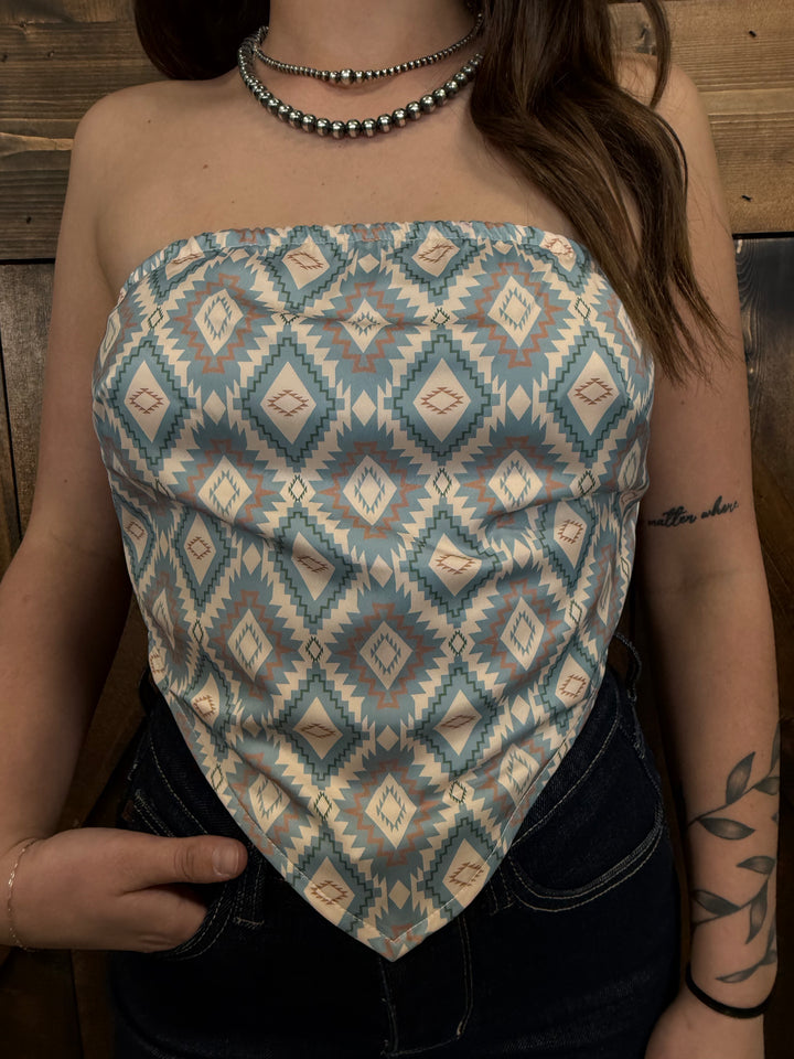 L&B Multi Aztec Strapless Bandana Corset Top