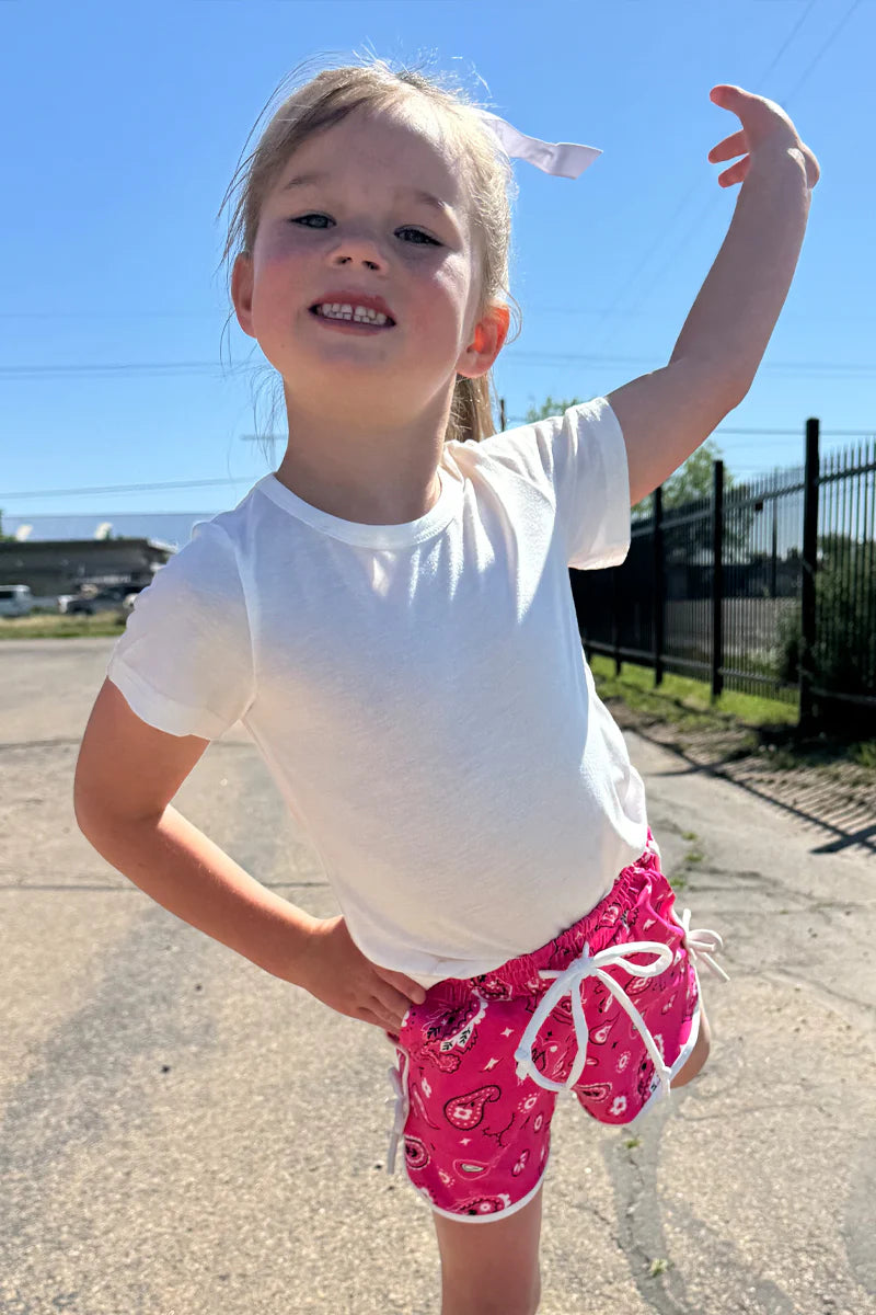 KIDS Bandana Babe Hot Pink Shorts