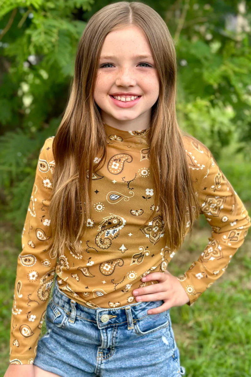 KIDS Sterling Kreek Bandana Babe Mustard Mesh Top
