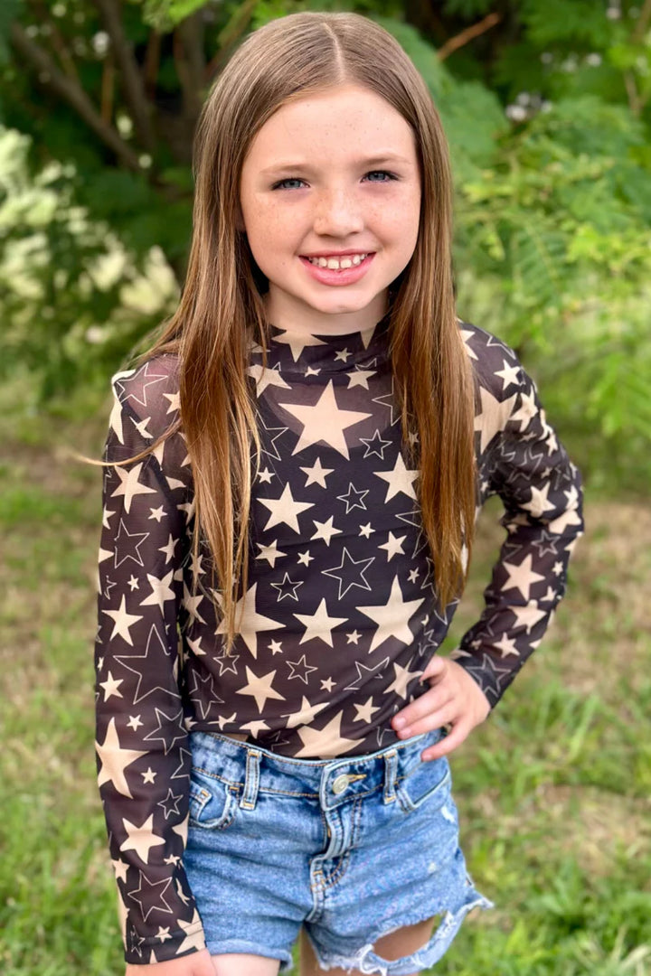 KIDS Sterling Kreek Go Team Go Black & Gold Mesh Top