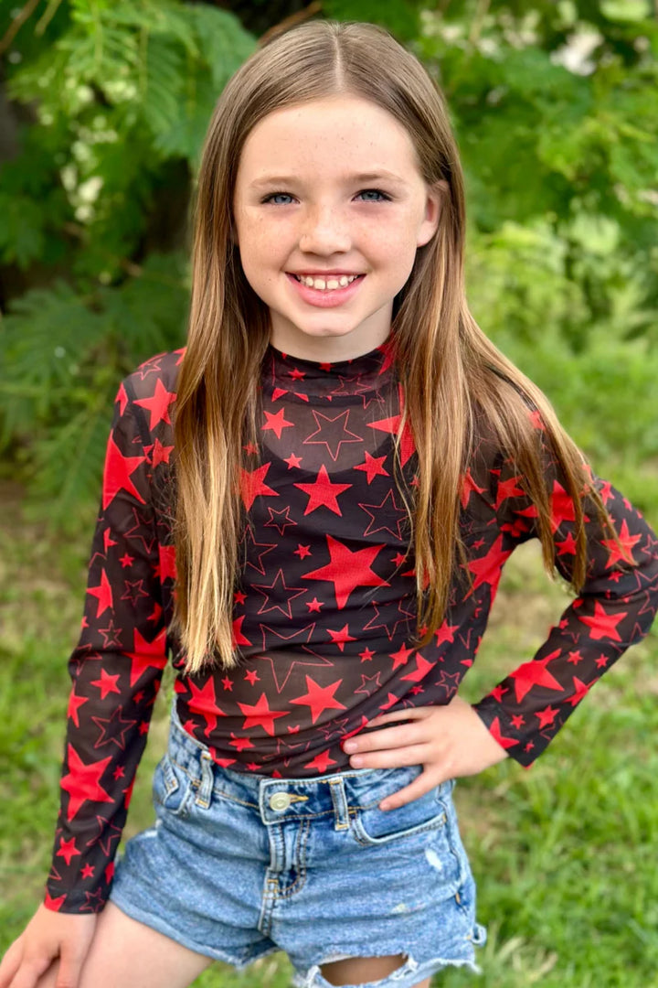 KIDS Sterling Kreek Go Team Go Red & Black Mesh Top