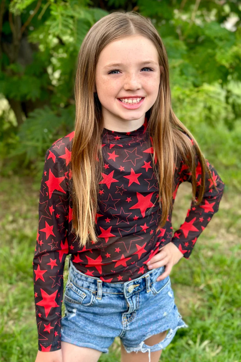 KIDS Sterling Kreek Go Team Go Red & Black Mesh Top