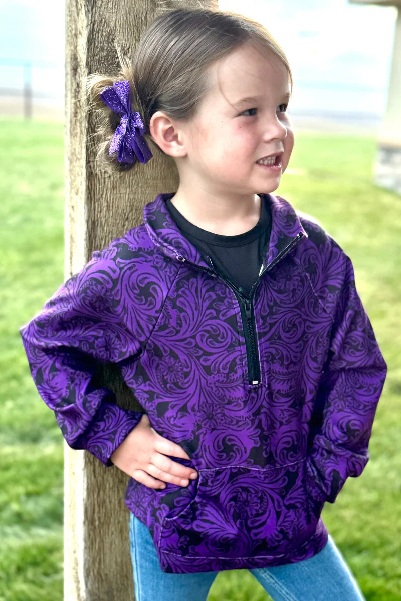 KIDS  Purple & Black Tailgate Party Pullover