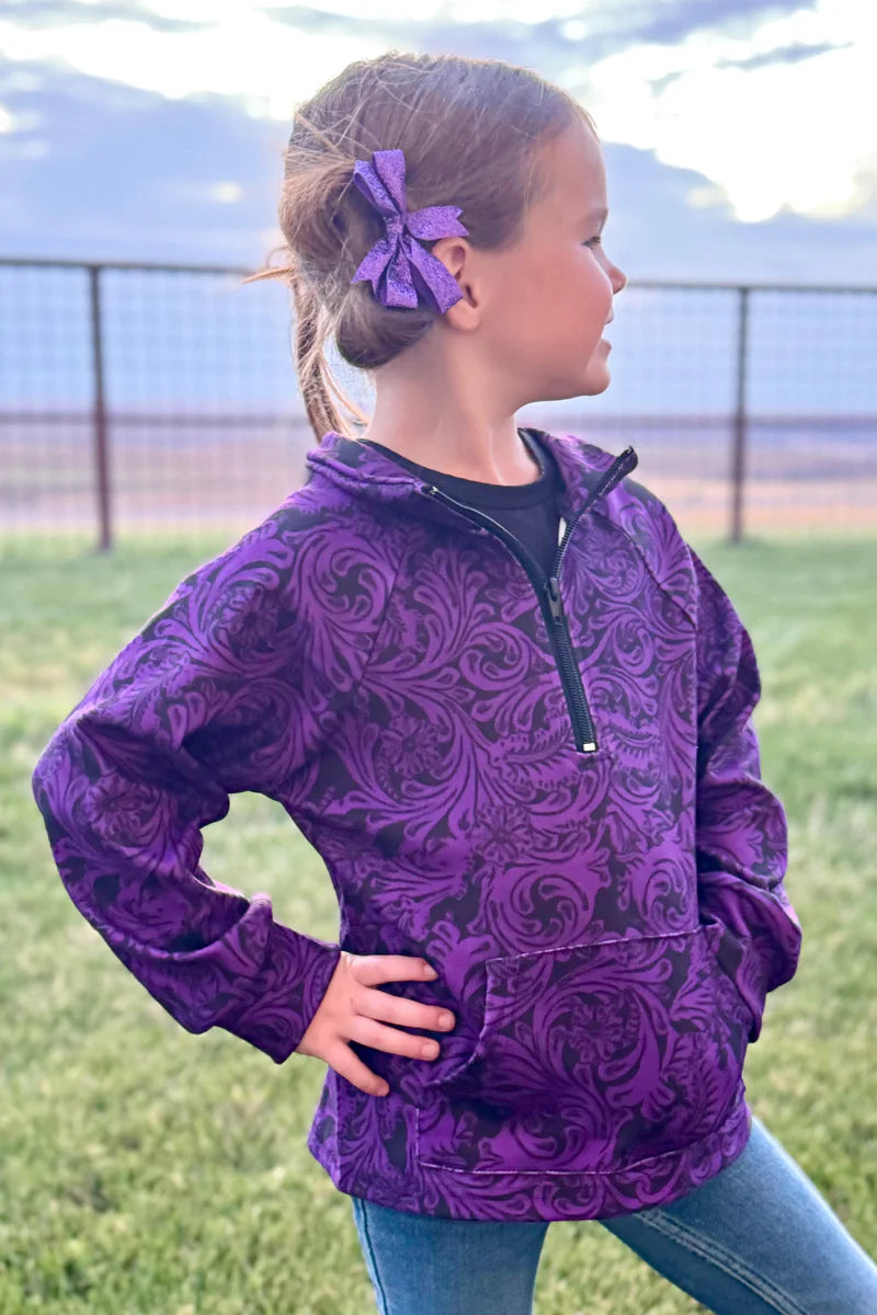 KIDS  Purple & Black Tailgate Party Pullover
