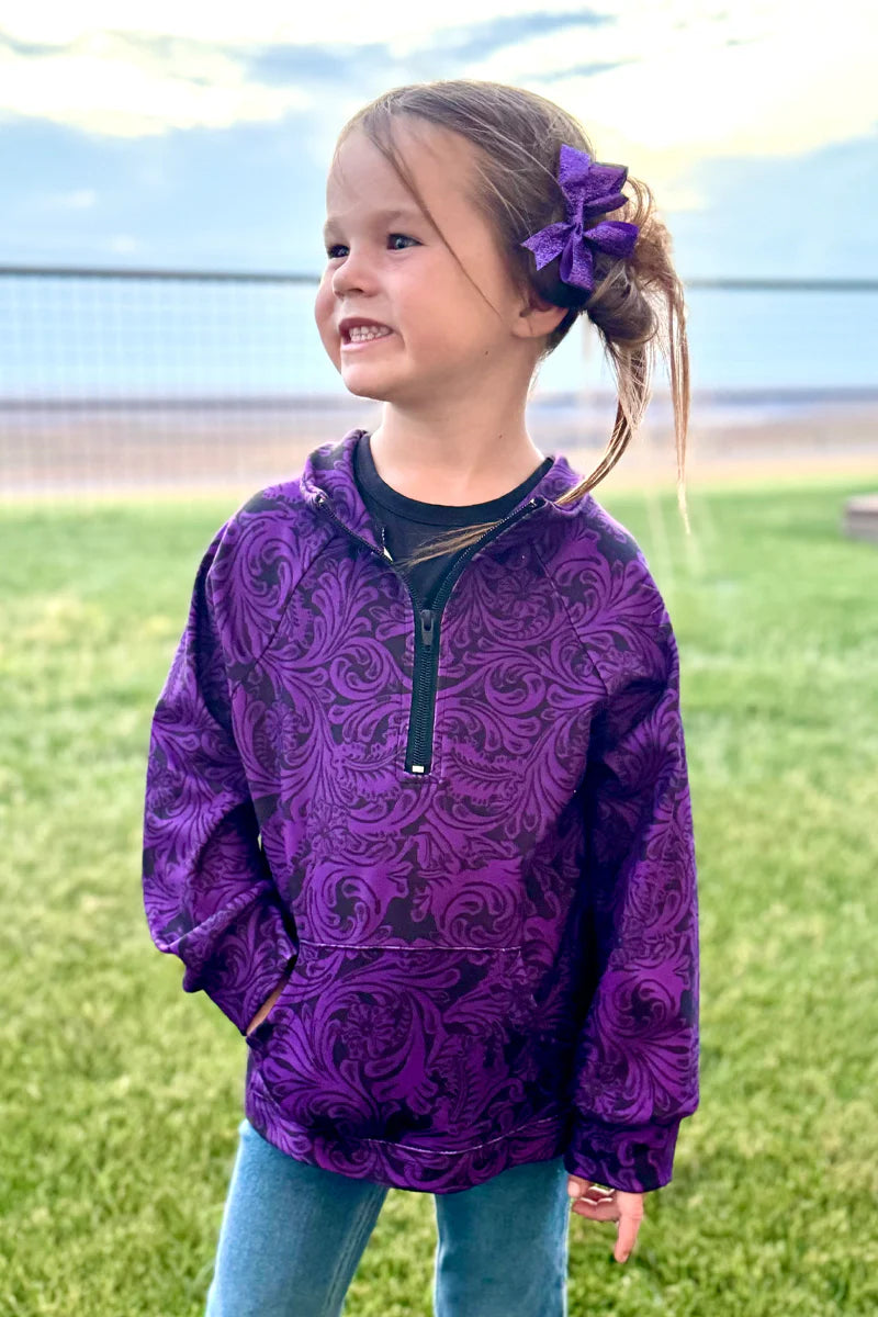 KIDS  Purple & Black Tailgate Party Pullover