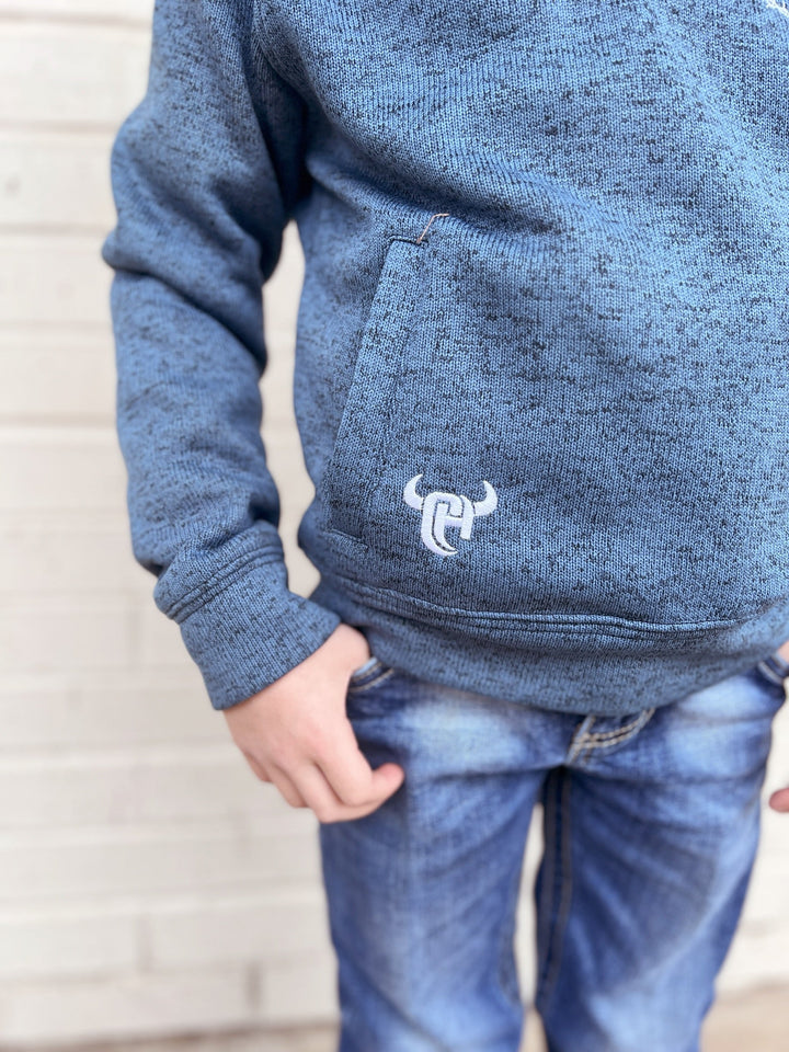 Kids Cowboy Hardware Blue Quarter Zip Pullover | gussieduponline