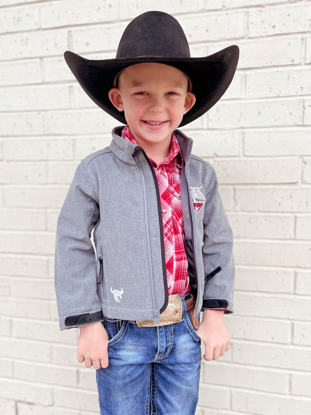 Kids Cowboy Hardware Grey Too Tough To Cry Jacket | gussieduponline