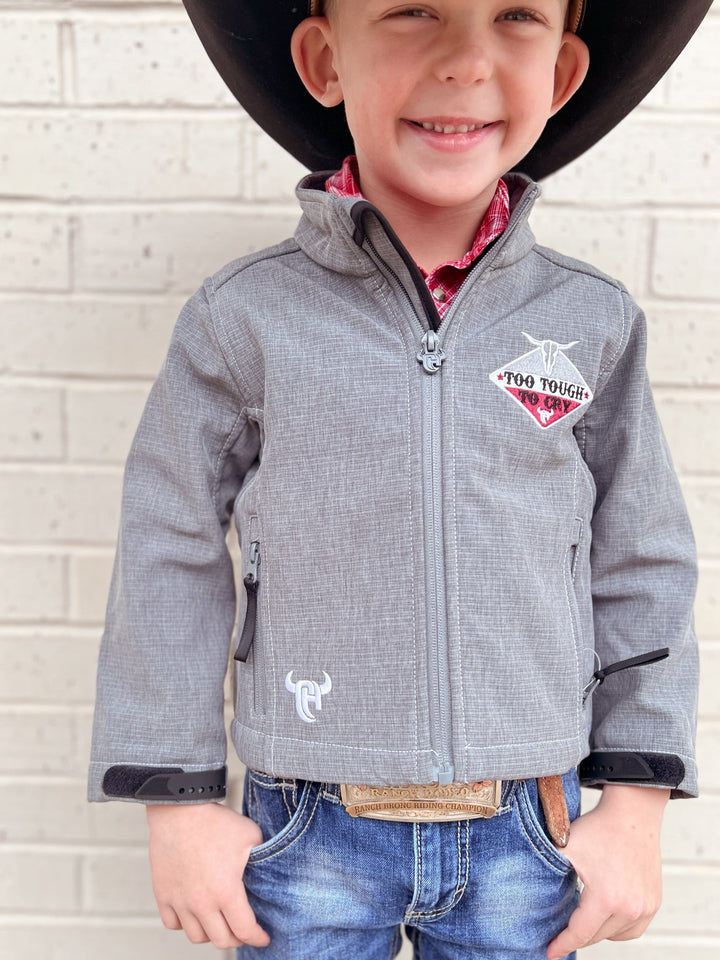 Kids Cowboy Hardware Grey Too Tough To Cry Jacket | gussieduponline