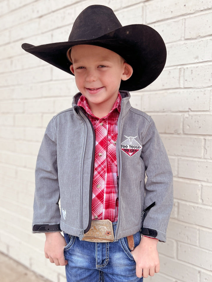 Kids Cowboy Hardware Grey Too Tough To Cry Jacket | gussieduponline
