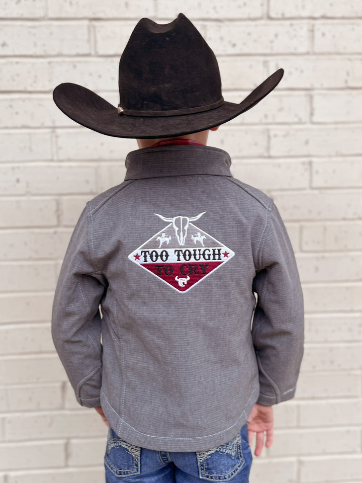 Kids Cowboy Hardware Grey Too Tough To Cry Jacket | gussieduponline
