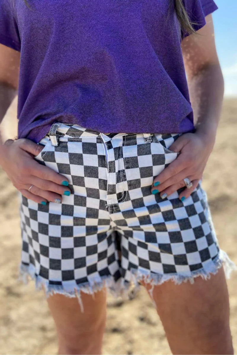 Sterling Kreek Checkered Denim Shorts