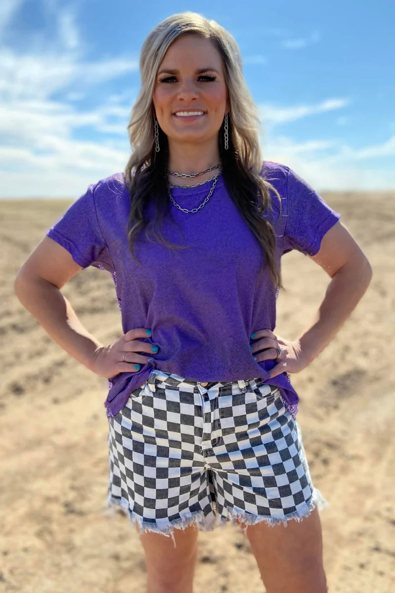 Sterling Kreek Checkered Denim Shorts