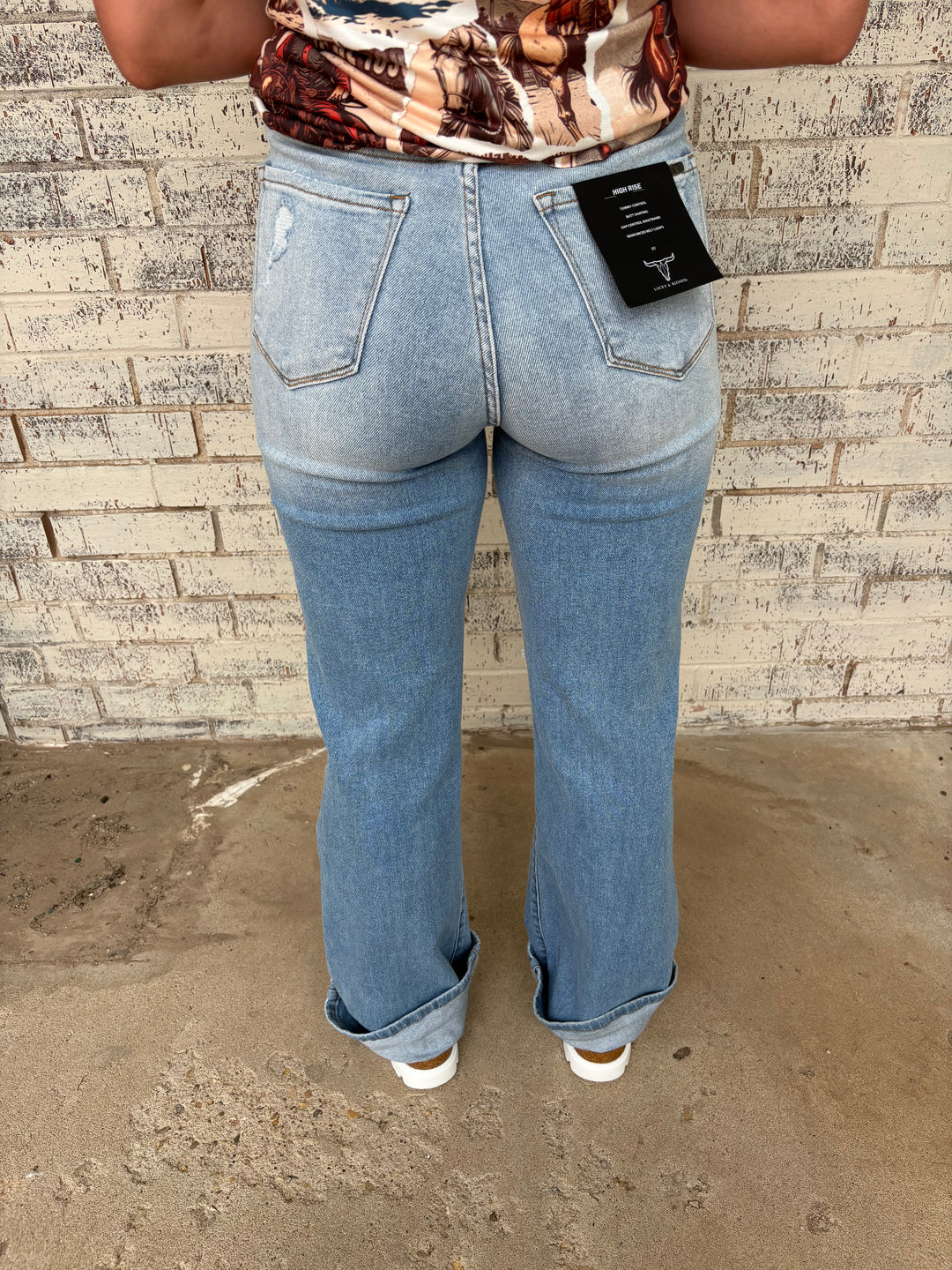 L&B Light Wash High Rise Distressed Bootcut Jeans*