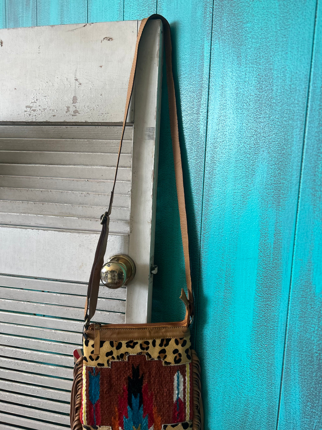 Leopard & Saddle Blanket Fringe Crossbody*