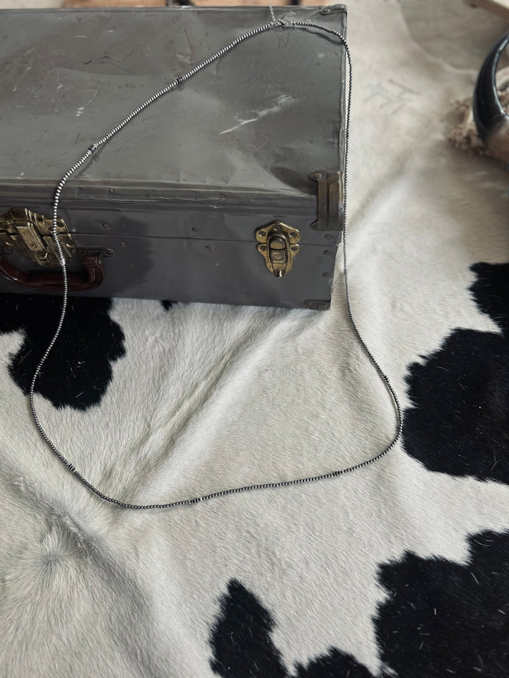 Long Black Train Dainty Accent Necklace